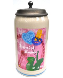 2016 - Offizieller Plakatmotiv Oktoberfestkrug mit Zinndeckel, Jahrgangskrug