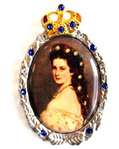 Pin Anstecker Persönlichkeiten "Sissi" mit Strasssteinen