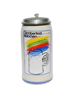 1986 - Offizieller Plakatmotiv Oktoberfestkrug mit Zinndeckel, Jahrgangskrug