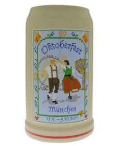 2011 - Offizieller Oktoberfestkrug Plakatmotiv, Jahrgangskrug, Wiesnkrug