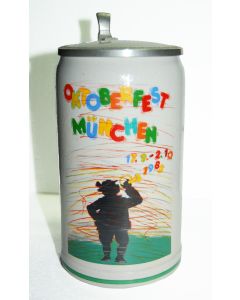 1983 - Offizieller Oktoberfestkrug mit Zinndeckel, Jahrgangskrug, Plakatmotiv