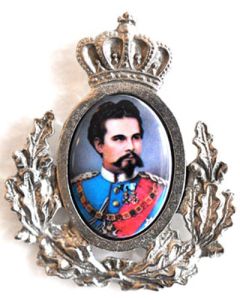 Pin Anstecker Persönlichkeiten König Ludwig II von Bayern mit Altsilber