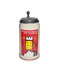 2003 - Offizieller Plakatmotiv Oktoberfestkrug mit Zinndeckel, Jahrgangskrug