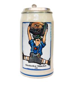 1985 - Offizieller Plakatmotiv Oktoberfestkrug mit Zinndeckel, Jahrgangskrug