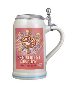 2020 - Offizieller Plakatmotiv Oktoberfestkrug mit Zinndeckel, Jahrgangskrug
