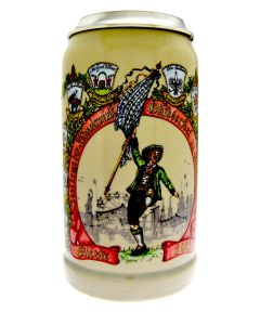 2003 - Wiesn Wirte Krug mit Zinndeckel, Brauereikrug, Bierkrug, Steinkrug, Oktoberfestkrug