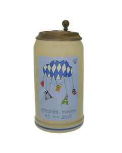 2006 - Offizieller Plakatmotiv Oktoberfestkrug mit Zinndeckel, Jahrgangskrug