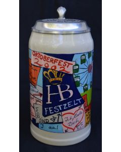 2002 Hofbräuhaus Oktoberfest München Festzelt Krug mit Zinndeckel 