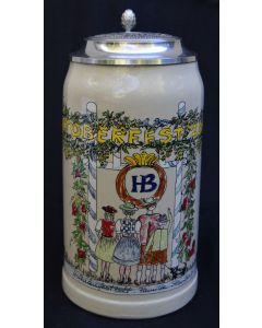 2006 Hofbräuhaus Oktoberfest München Festzelt Krug mit Zinndeckel 