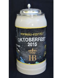 2015 Hofbräuhaus Oktoberfest München Festzelt Krug mit Zinndeckel 