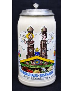 1993 Hofbräuhaus Oktoberfest München Festzelt Krug mit Zinndeckel 