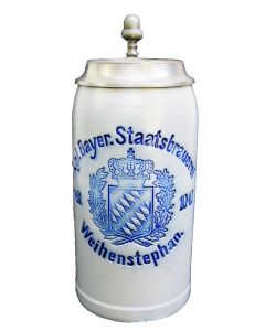 Bayrische Staatsbrauerei Weihenstephan Krug mit Zinndeckel 