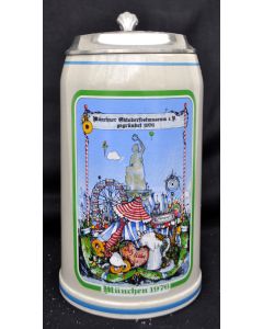 1976 Museumskrug , Verein Münchner Oktoberfestmuseum e. V. mit Zinndeckel