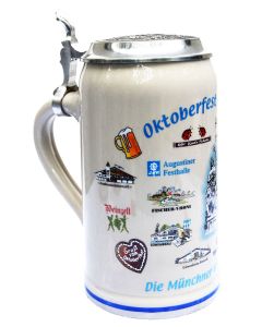 2002 Wirte Krug mit Zinndeckel Motiv bayrisches Wappen