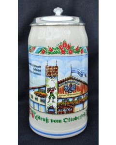 1990 Armbrustschützen Festzelt Krug mit Zinndeckel