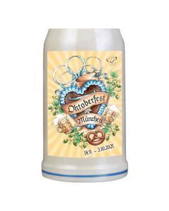 2021 - Offizieller Oktoberfestkrug Plakatmotiv, Jahrgangskrug, Wiesnkrug