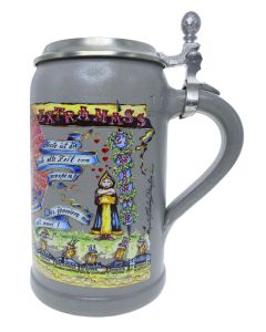 2021 - Wiesn Wirte Krug mit Zinndeckel, Brauereikrug, Bierkrug, Steinkrug, Oktoberfestkrug