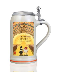 2022 - Offizieller Plakatmotiv Oktoberfestkrug mit Zinndeckel, Jahrgangskrug