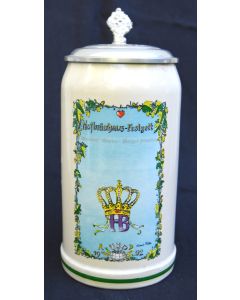 1982 Hofbräuhaus Oktoberfest München Festzelt Krug mit Zinndeckel