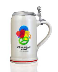 2023 - Offizieller Plakatmotiv Oktoberfestkrug mit Zinndeckel, Jahrgangskrug