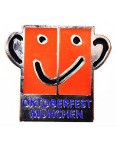 Pin Anstecker, Souvenir, Gesicht Oktf München, orange