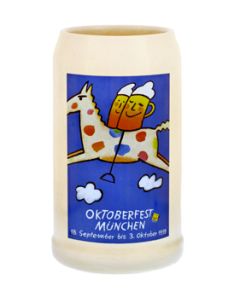1999 - Offizieller Oktoberfestkrug Plakatmotiv, Jahrgangskrug, Wiesnkrug