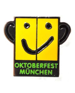 Pin Anstecker Souvenir Gesicht Oktf München, gelb