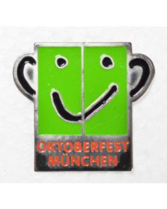Pin Anstecker Souvenir Gesicht Oktfoberfest München, grün