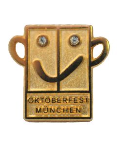 Pin Anstecker Oktoberfest Lachgesicht Gold