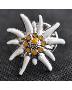 Pin Anstecker Souvenir Edelweiß, Marmorweiß 13 mm