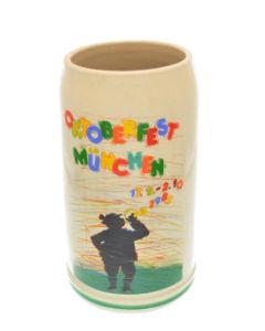 1983 - Offizieller Oktoberfestkrug Plakatmotiv, Jahrgangskrug, Wiesnkrug