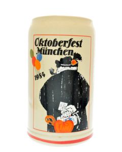 1984 - Offizieller Oktoberfestkrug Plakatmotiv, Jahrgangskrug, Wiesnkrug