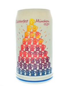 1987 - Offizieller Oktoberfestkrug Plakatmotiv, Jahrgangskrug, Wiesnkrug
