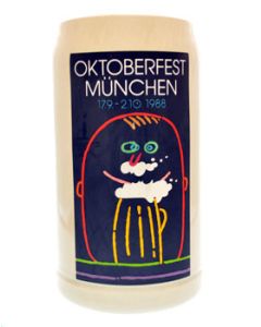 1988 - Offizieller Oktoberfestkrug Plakatmotiv, Jahrgangskrug, Wiesnkrug
