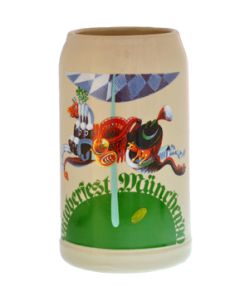 1990 - Offizieller Oktoberfestkrug Plakatmotiv, Jahrgangskrug, Wiesnkrug