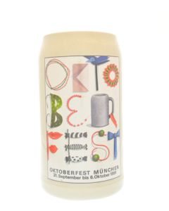 1991 - Offizieller Oktoberfestkrug Plakatmotiv, Jahrgangskrug, Wiesnkrug