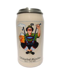 1989 - Offizieller Oktoberfestkrug mit Zinndeckel, Jahrgangskrug, Plakatmotiv