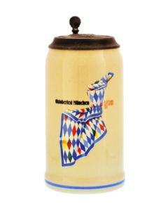 1993 - Offizieller Oktoberfestkrug mit Zinndeckel, Jahrgangskrug, Plakatmotiv