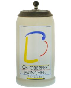 1994 - Offizieller Plakatmotiv Oktoberfestkrug mit Zinndeckel, Jahrgangskrug