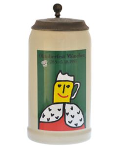 1997 - Offizieller Plakatmotiv Oktoberfestkrug mit Zinndeckel, Jahrgangskrug