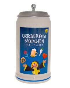 2012 - Offizieller Plakatmotiv Oktoberfestkrug mit Zinndeckel, Jahrgangskrug
