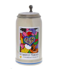 2014 - Offizieller Plakatmotiv Oktoberfestkrug mit Zinndeckel, Jahrgangskrug
