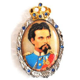 Pin Anstecker Persönlichkeiten Ludwig II König von Bayern mit Strasssteinen