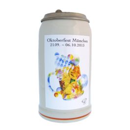 2013 - Offizieller Plakatmotiv Oktoberfestkrug mit Zinndeckel, Jahrgangskrug