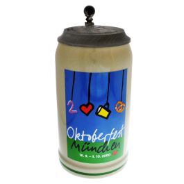2000 - Offizieller Plakatmotiv Oktoberfestkrug mit Zinndeckel, Jahrgangskrug