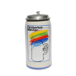 1986 - Offizieller Plakatmotiv Oktoberfestkrug mit Zinndeckel, Jahrgangskrug
