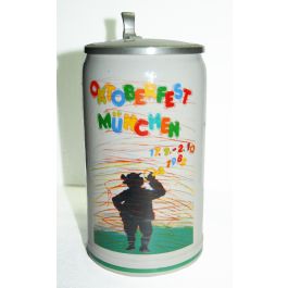 1983 - Offizieller Oktoberfestkrug mit Zinndeckel, Jahrgangskrug, Plakatmotiv
