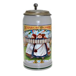 2012 - Wiesn Wirte Krug mit Zinndeckel, Brauereikrug, Bierkrug, Steinkrug, Oktoberfestkrug