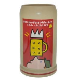 2003 - Offizieller Oktoberfestkrug Plakatmotiv, Jahrgangskrug, Wiesnkrug