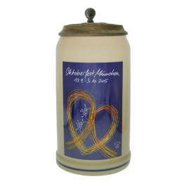 2005 - Offizieller Plakatmotiv Oktoberfestkrug mit Zinndeckel, Jahrgangskrug